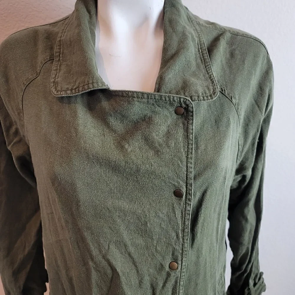 LOVE TREE Off Set Front Button Green Jacket - Picture 2 of 6